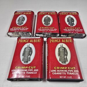 Vtg Prince Albert Crimp Cut Tobacco Tins Original Collectibles Lot of 5 Tins